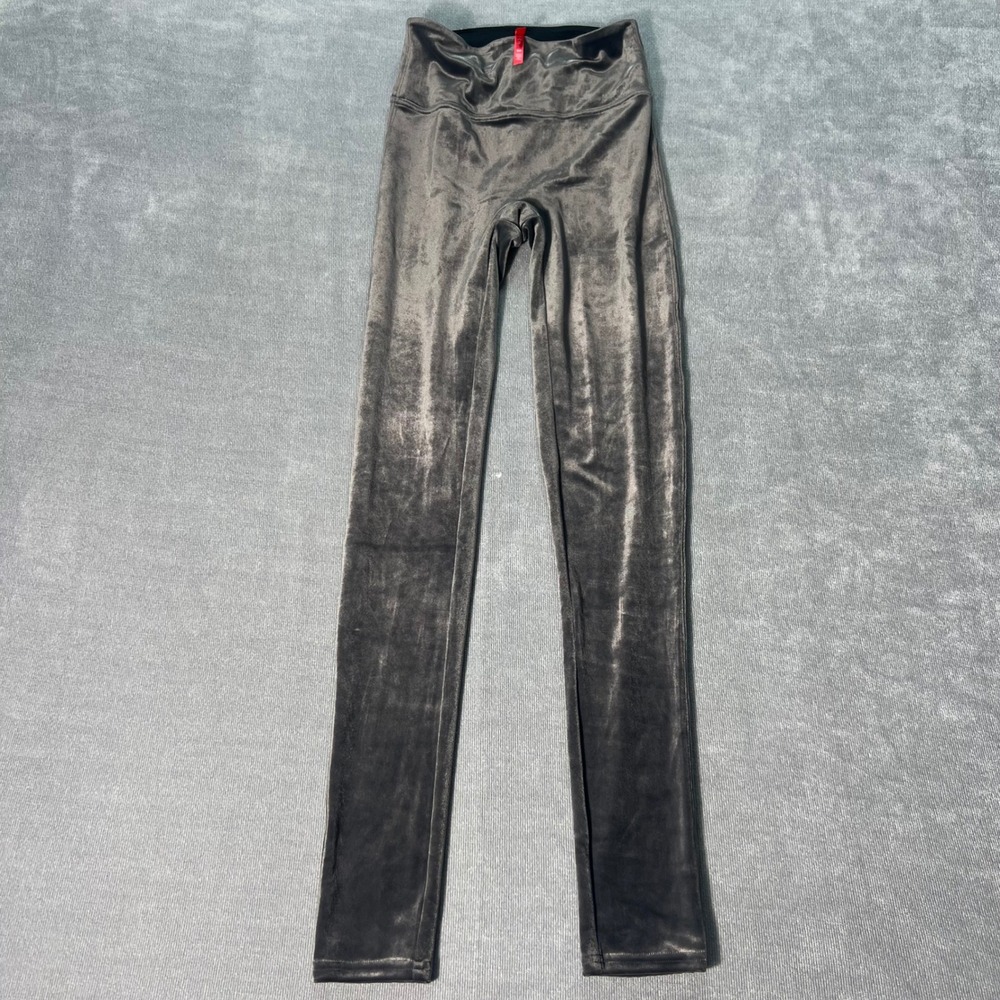 Spanx Velvet Leggings Gunmetal Grey Metallic High Waisted Small S/P 0667